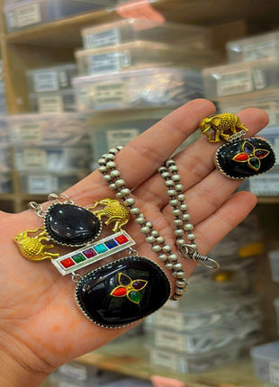 Oxidised Set with Versitile Stone Colors