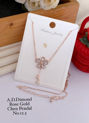 Four-Petal Drop Rose Gold Pendant