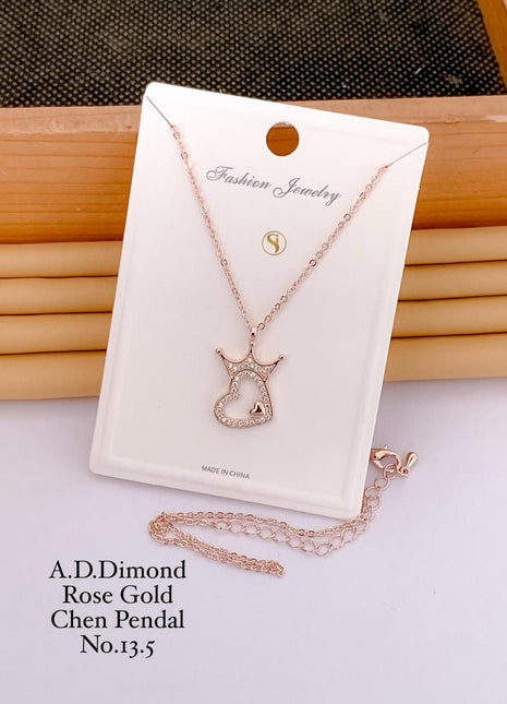 Crown Heart Rose Pendant