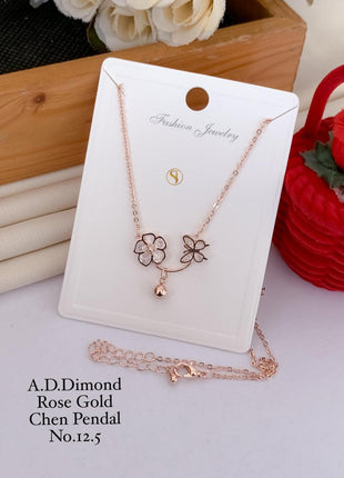 Twin Blossom Rose Gold Pendant