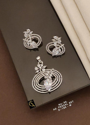 Peacock Circle American Diamond Pendant Set