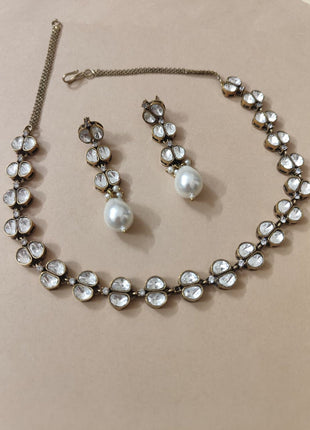 Royal Monsonite Pearl Drop Necklace Set