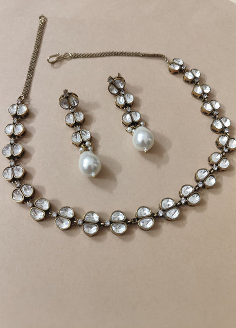 Royal Monsonite Pearl Drop Necklace Set