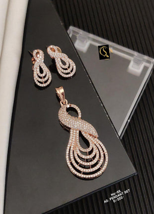 Infinity Loop American Diamond Pendant Set