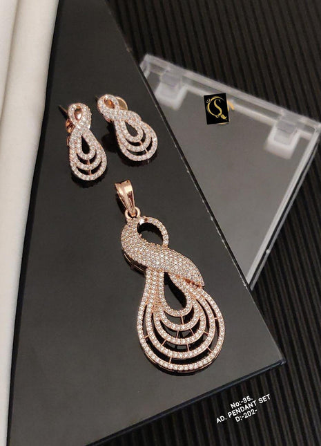 Infinity Loop American Diamond Pendant Set
