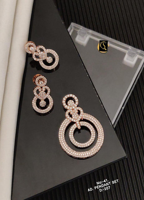 Luxe Circular Loop American Diamond Pendant Set