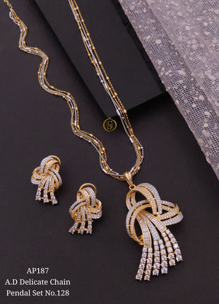 American Diamond Pendant Set in Teardrop Design