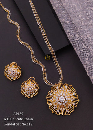 Royal Oval Pendant Set with American Diamond Detail