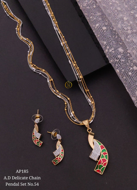 Festive Drop Pendant Set with Crystal Accents