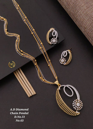 Twirl Bloom American Diamond Pendant Set