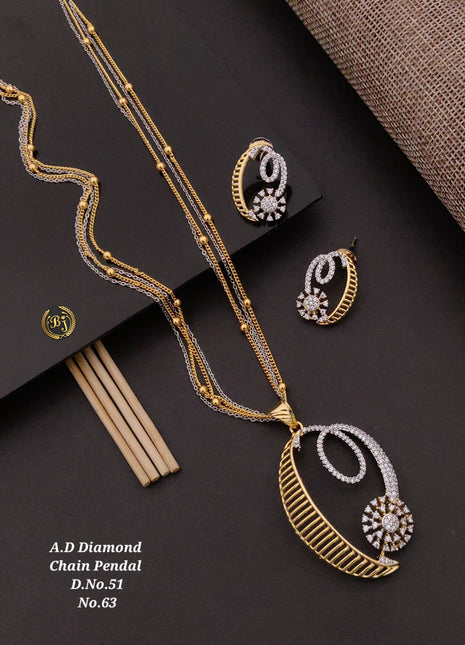 Twirl Bloom American Diamond Pendant Set