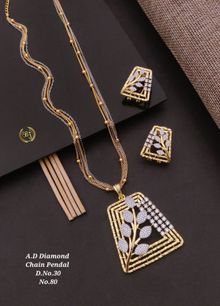 Petal Loop American Diamond Pendant Set