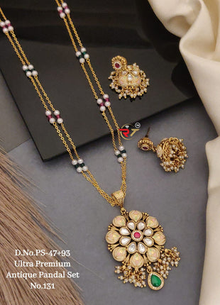 Traditional Fan-Shaped Pendant with Gem Accents