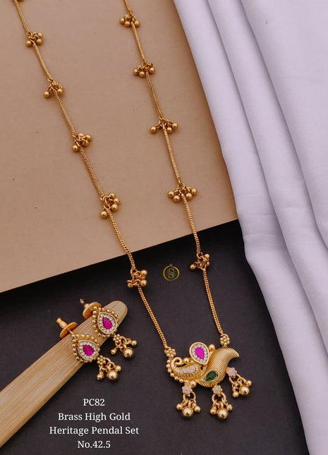 Ruby Dangle Heritage Pendant Set