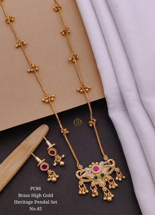 Crescent-Inspired Pendant with Temple Detailing