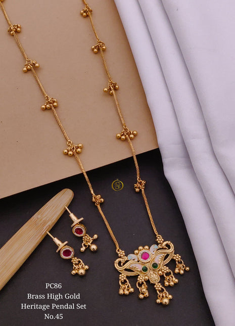 Crescent-Inspired Pendant with Temple Detailing