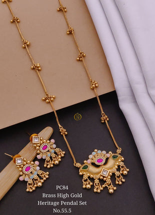 High Gold Half Moon Pendant with Gold Work