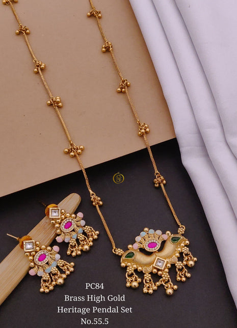 High Gold Half Moon Pendant with Gold Work