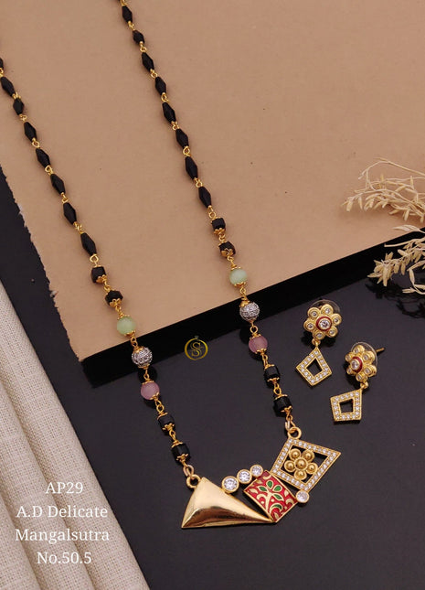 Artistic Enamel Pendant Set with Black Beads