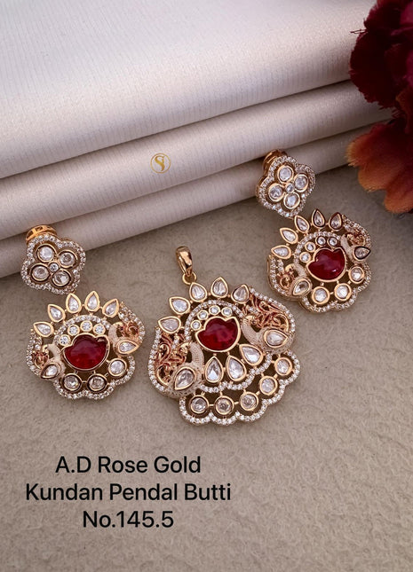 Royal Red A.D Rose Gold Pendant Set