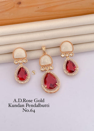 Kundan American Dimond Pendant Set