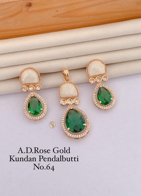 Kundan American Dimond Pendant Set