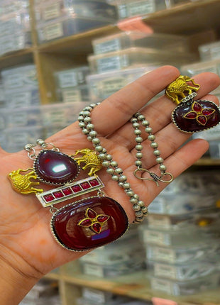 Oxidised Set with Versitile Stone Colors