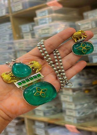 Oxidised Set with Versitile Stone Colors