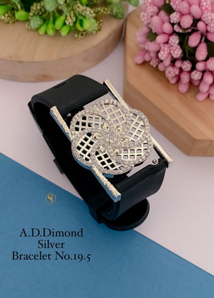 Floral Rose Gold Bracelet with Black Band