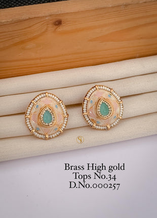 Pink Enamel Drop Studs