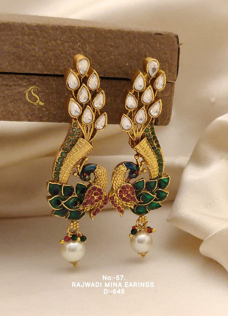 Rajwadi Peacock Mina Earrings