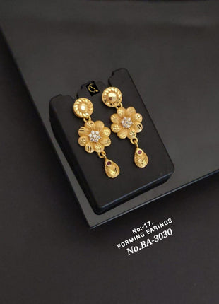 Floral Drop Gold Earrings