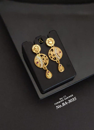 Curved Leaf AD Earrings