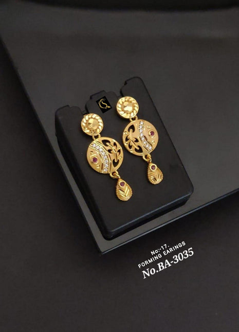 Curved Leaf AD Earrings