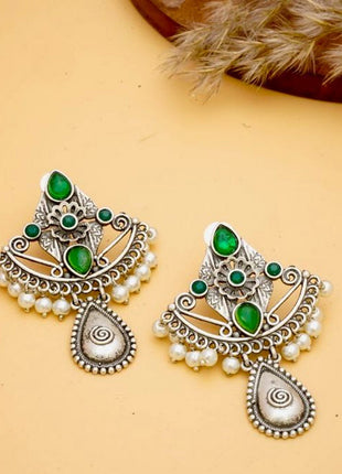 Elegant Earrings with Oxidised Work