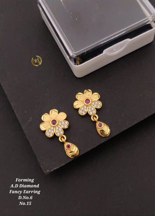 Floral American Diamond Drop Earrings