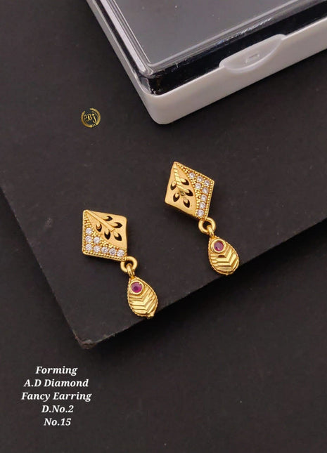 Leaf Engraved Drop Earrings