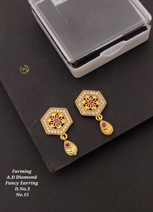 Hexagon Floral Drop Earrings