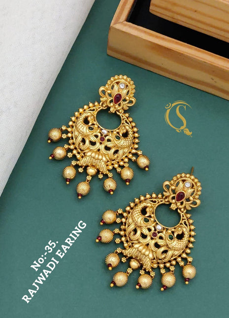 Royal Rajwadi Gold-Plated Chandbalis