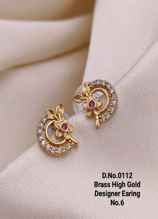Curved Floral Golden AD Studs