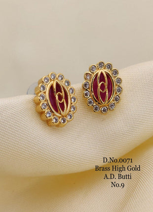 Red Oval Crystal Embellished Studs