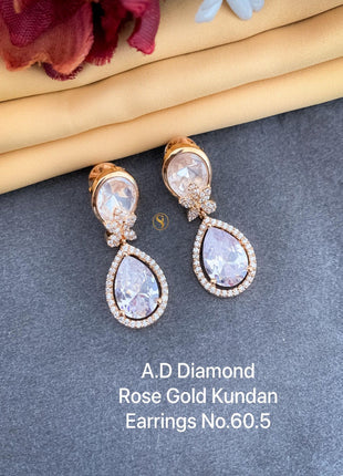Rosé Teardrop Kundan American Diamond Earrings