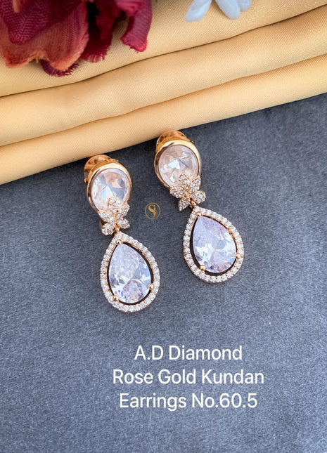 Rosé Teardrop Kundan American Diamond Earrings