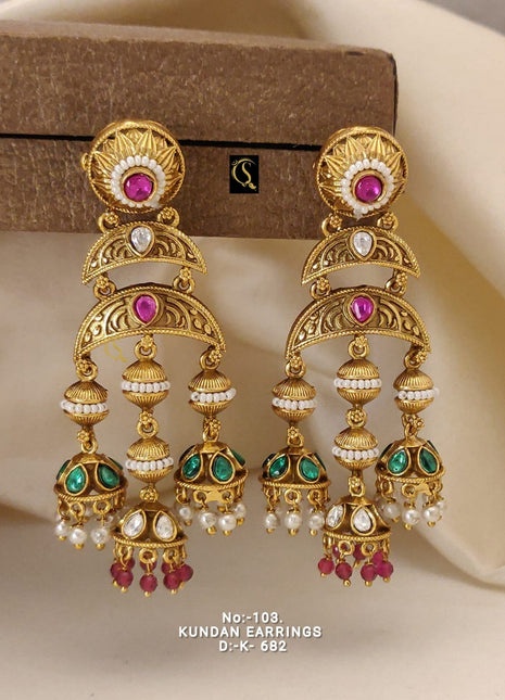 Kundan Chandbalis with Multi Color