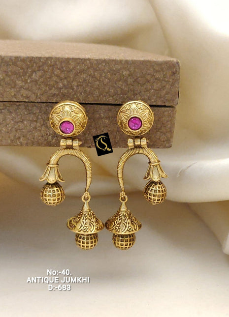 Antique Gold Plated Jhumki