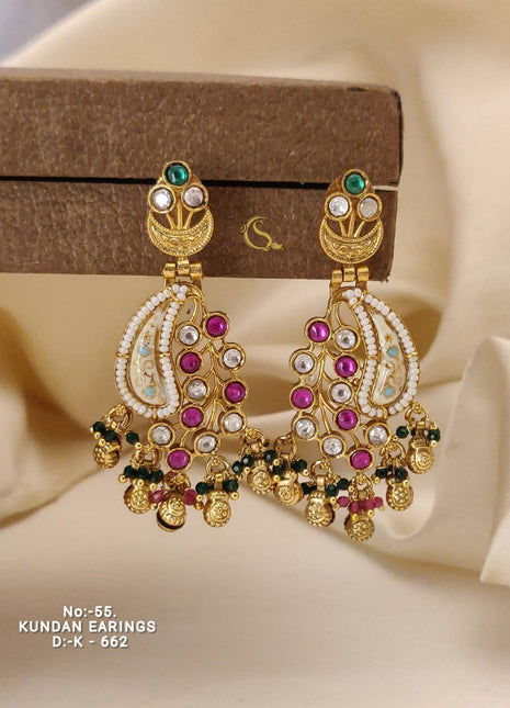 Rajputana Kundan Meenakari Jhumka