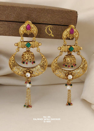 Gold-Plated Chandbali with Kundan