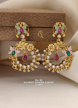 Rajvanta Butterfly Kundan Chandbalis