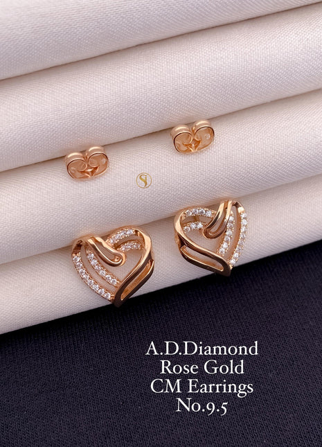 Rose Gold Heart Shape Studs