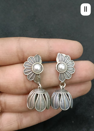 Oxidised Half Shaped Earrings